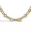 White Sapphire Paved Link Chain Two Tone Statement Necklace