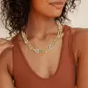 White Sapphire Paved Link Chain Two Tone Statement Necklace