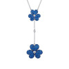 6ctw Blue Sapphire Paved Two-Flower Necklace