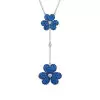 6ctw Blue Sapphire Paved Two-Flower Necklace
