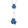 6ctw Blue Sapphire Paved Two-Flower Necklace