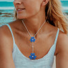 6ctw Blue Sapphire Paved Two-Flower Necklace