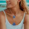 6ctw Blue Sapphire Paved Two-Flower Necklace