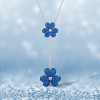 6ctw Blue Sapphire Paved Two-Flower Necklace