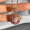 5ctw Multicolor Sapphire Paved Ball Pendant Necklace