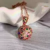 5ctw Multicolor Sapphire Paved Ball Pendant Necklace