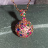 5ctw Multicolor Sapphire Paved Ball Pendant Necklace