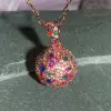 5ctw Multicolor Sapphire Paved Ball Pendant Necklace
