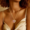 6ctw Multicolor Sapphire Rainbow Heart Pendant Necklace