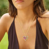6ctw Multicolor Sapphire Rainbow Heart Pendant Necklace