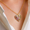 6ctw Multicolor Sapphire Rainbow Heart Pendant Necklace