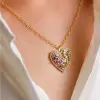 6ctw Multicolor Sapphire Rainbow Heart Pendant Necklace