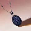 30ctw Invisibly-set Blue Sapphire/Ruby Egg Pendant Necklace