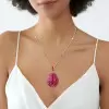 30ctw Invisibly-set Blue Sapphire/Ruby Egg Pendant Necklace