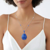 30ctw Invisibly-set Blue Sapphire/Ruby Egg Pendant Necklace