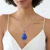 30ctw Invisibly-set Blue Sapphire/Ruby Egg Pendant Necklace