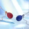 30ctw Invisibly-set Blue Sapphire/Ruby Egg Pendant Necklace