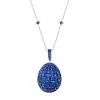 30ctw Invisibly-set Blue Sapphire/Ruby Egg Pendant Necklace