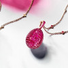 30ctw Invisibly-set Blue Sapphire/Ruby Egg Pendant Necklace