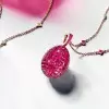 30ctw Invisibly-set Blue Sapphire/Ruby Egg Pendant Necklace