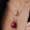 30ctw Invisibly-set Blue Sapphire/Ruby Egg Pendant Necklace
