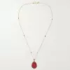 30ctw Invisibly-set Blue Sapphire/Ruby Egg Pendant Necklace