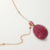 30ctw Invisibly-set Blue Sapphire/Ruby Egg Pendant Necklace