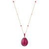 30ctw Invisibly-set Blue Sapphire/Ruby Egg Pendant Necklace