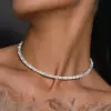 6ctw Two Row Round Cut Paved Torque Choker Necklace