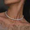 6ctw Two Row Round Cut Paved Torque Choker Necklace