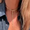 30ctw White Sapphire Paved Paperclip Chain Necklace