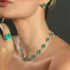 49ctw Cushion Cut Emerald Cluster Statement Necklace