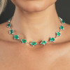49ctw Cushion Cut Emerald Cluster Statement Necklace