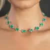49ctw Cushion Cut Emerald Cluster Statement Necklace