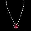 5.7ct Pear Cut Ruby Pendant Station Necklace