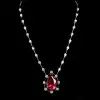 5.7ct Pear Cut Ruby Pendant Station Necklace