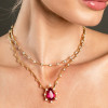5.7ct Pear Cut Ruby Pendant Station Necklace