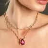 5.7ct Pear Cut Ruby Pendant Station Necklace