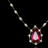 5.7ct Pear Cut Ruby Pendant Station Necklace