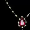 5.7ct Pear Cut Ruby Pendant Station Necklace