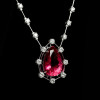 5.7ct Pear Cut Ruby Pendant Station Necklace