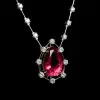 5.7ct Pear Cut Ruby Pendant Station Necklace