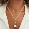 5.6ct Asscher Cut Two Tone Pendant Necklace