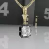5.6ct Asscher Cut Two Tone Pendant Necklace