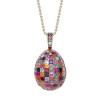 30ctw Invisibly-set Multicolor Sapphire Egg Pendant Necklace