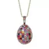 30ctw Invisibly-set Multicolor Sapphire Egg Pendant Necklace