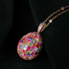 30ctw Invisibly-set Multicolor Sapphire Egg Pendant Necklace