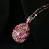 30ctw Invisibly-set Multicolor Sapphire Egg Pendant Necklace