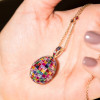 30ctw Invisibly-set Multicolor Sapphire Egg Pendant Necklace