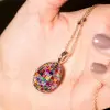 30ctw Invisibly-set Multicolor Sapphire Egg Pendant Necklace